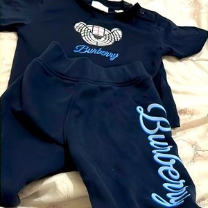 Burberry outfit shirt and sweat pants only wore one time dark blue